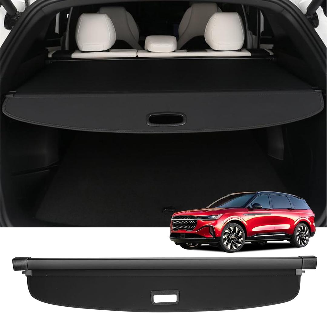Cargo Cover Designed for 2023-2024 Lincoln Nautilus Rear Retractable Waterproof Trunk Shielding Shade Luggage Privacy Cover Security Car Accessory(Black)