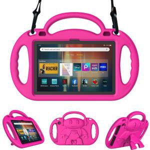 Fire HD 8 & HD 8 Plus Tablet Case for Kids(12th/10th Generation, 2024/2022/2020 Release), Sanyetral Lightweight Shockproof Cover with Shoulder Strap, Stand and Handle Not for Nokia TCL Samsung -Pink