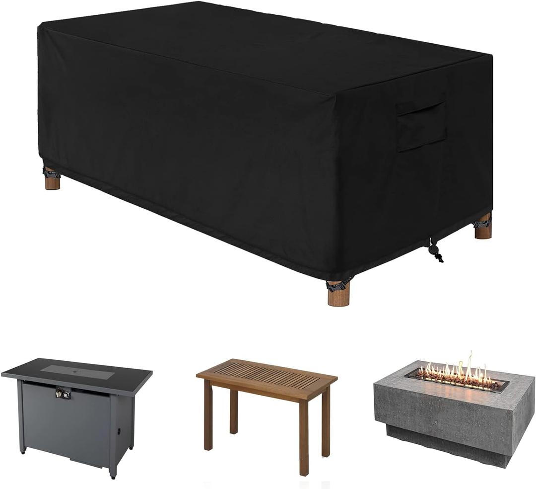 WOMACO Patio Rectangular Fire Pit Cover Waterproof Outdoor Fireplace Covers Heavy Duty Rectangle Fire Table Firepit Protector - 48 x 30 x 24 inches, Black