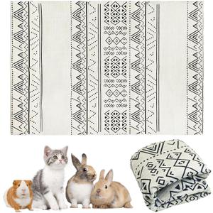 VCEPJH Bunny Floor Mat 55 x 78.7in Rabbit Cage Liner Washable Large Reusable Guinea Pigs Rug Anti-Slip Whelping Pads for Small Pet Dogs Puppy Chinchillas Ferrets Cats