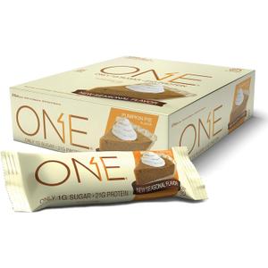 ONE Protein Bars, Pumpkin Pie, Gluten Free Protein Bars with 20g Protein and only 1g Sugar, Guilt-Free Snacking for High Protein Diets, 2.12 oz (12 pack) (EXP 07/07/24)