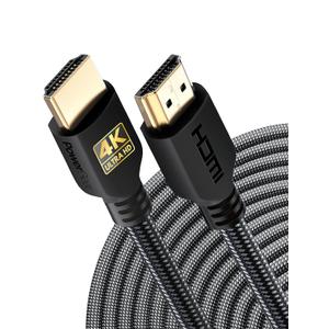 PowerBear 4K Long HDMI Cable 40 ft | High Speed, Braided Nylon & Gold Connectors, 4K @ 60Hz, Ultra HD, 2K, 1080P, ARC & CL3 Rated | for Laptop, Monitor, PS5, PS4, Xbox One, Fire TV, Apple TV