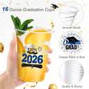 120 Pack Disposable Graduation Plastic Cups, 16 Ounce Drinking Cup Graduation Party Supplies Congrat Grad Tableware Party Favors, Blue