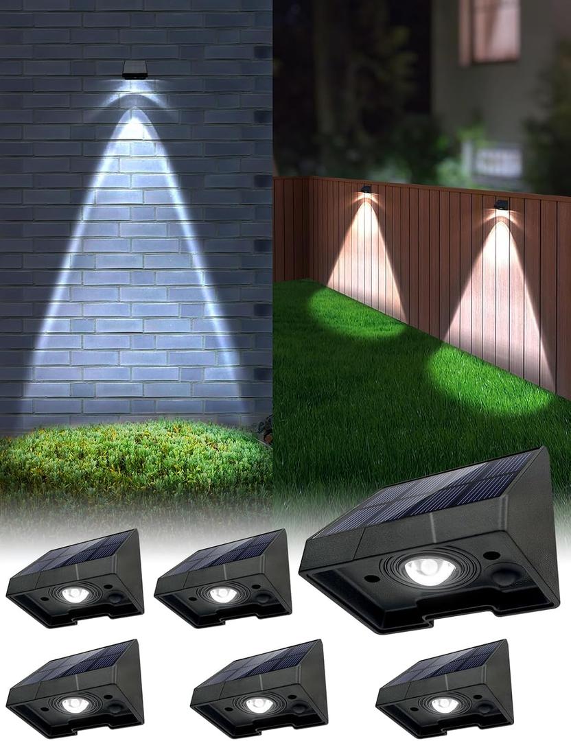 Solar Lights Outdoor Waterproof LED 6000K White Bright Lens Downlight Small Solar Light for Address, Sign, Mailbox, Deck, House Number, Wall, Fence