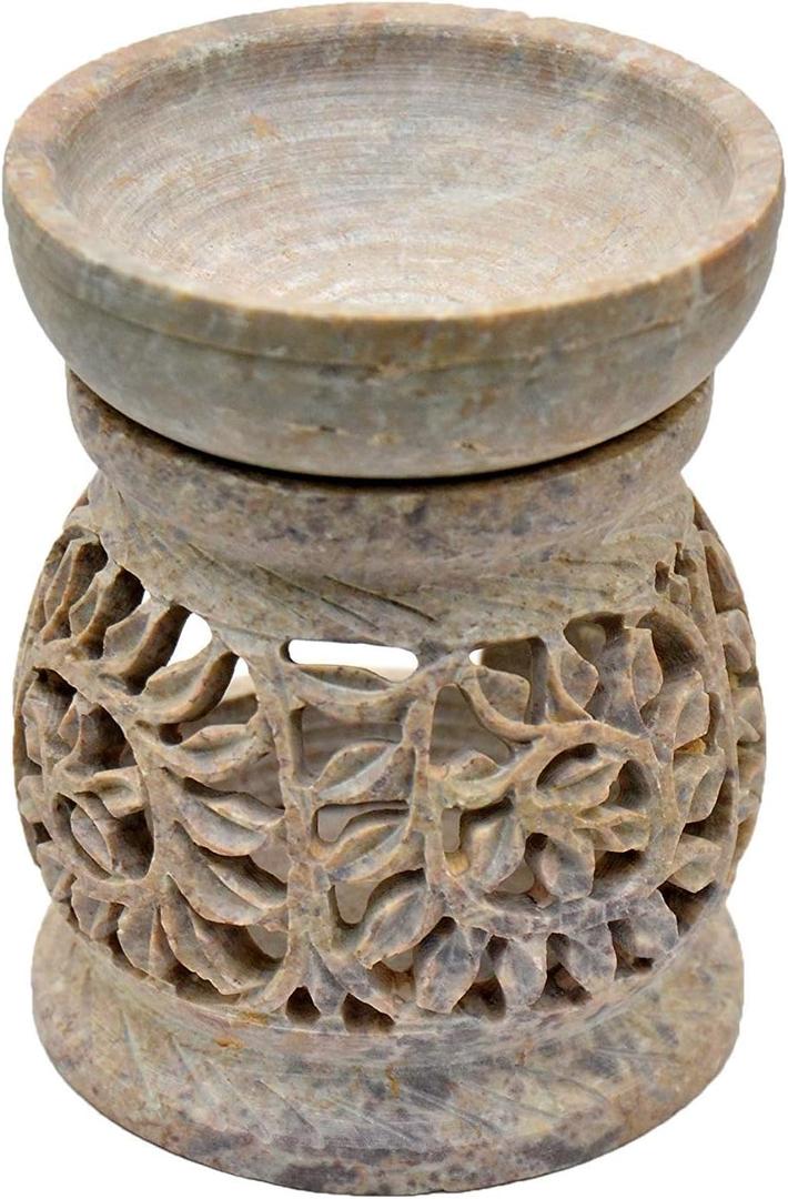 Nirvana Class NIRMAN Handmade Stone Aroma Burner Oil Diffusers Home Decor (Leaf)