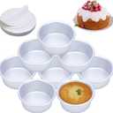 4 Inch Cake Pan Set of 8, Anodized Aluminum Round Cake Pans with 100 Pcs Parchment Paper Tins Baking Pan for Cheese Cake, Pizza, Quiche, Non Toxic, Leakproof, Easy Pop Out