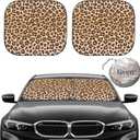GVEN Windshield Sun Shade Car Sunshade Truck Accessories Large-Size Front Window Shades Windshield Cover Visor for Full-Size MPVs, Vans, Trucks, SUVs, Tesla (Leopard, L)