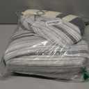 FRAMICS Linen Curtains for Living Room Grey Striped Window Curtain Farmhouse Curtains for Bedroom Boho Crochet Drapes 84 Inch Length 2 Panels Set Light Filtering Drapes Rod Pocket Window Treatment