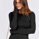 ANRABESS Women Long Sleeve Shirts Rib Knit Slim Fit Tops Basic Tee 2025 Fall Outfits Casual T-Shirt Underscrubs Layer Clothes (Black, L)