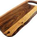 Acacia Charcuterie Board with Natural Live Edge & Round Handle - Wood Cheese Board - Decorative Wooden Serving & Cutting Board - Housewarming, Mothers Day, New Home & Wedding Gifts (XL - 24 x 10)