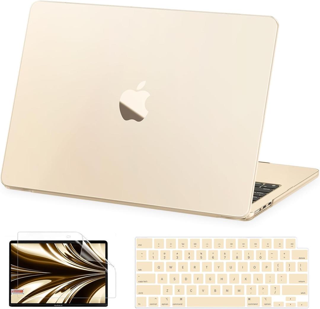 AKIT Compatible with MacBook Air 13 inch Case M5 2026 2025-2022 M4 M3 M2 A3449 A3240 A3113 A2681, [Official Color Match] Slim Case&Keyboard Cover Protector for Mac Air 13.6 inch, Starlight Clear