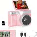 Kids Digital Camera with 180 Flip Screen, 32GB Memory Card Digital Cameras,1080P HD Point and Shoot Digital Cameras, Built in Educational Games,Ideal Gifts for Kids Boys Girls(Pink)
