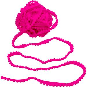 Homiest 10 Yards Pom Pom Trim for Sewing, 1/2 Inch Wide Hot Pink Ribbon Bundles Textured Fabric Fringe Ribbon, 6mm Ball Pompom Trim for DIY Crafts Curtain Clothes Pillow Home Decoration