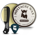 Striking Viking Mustache Wax & Comb Kit - 2 Oz, Medium/Strong Hold, Unscented, 1 Pocket Comb - Mustache Grooming Kit for Men - Moisturize, Tame & Style - Non-Greasy, with Beeswax