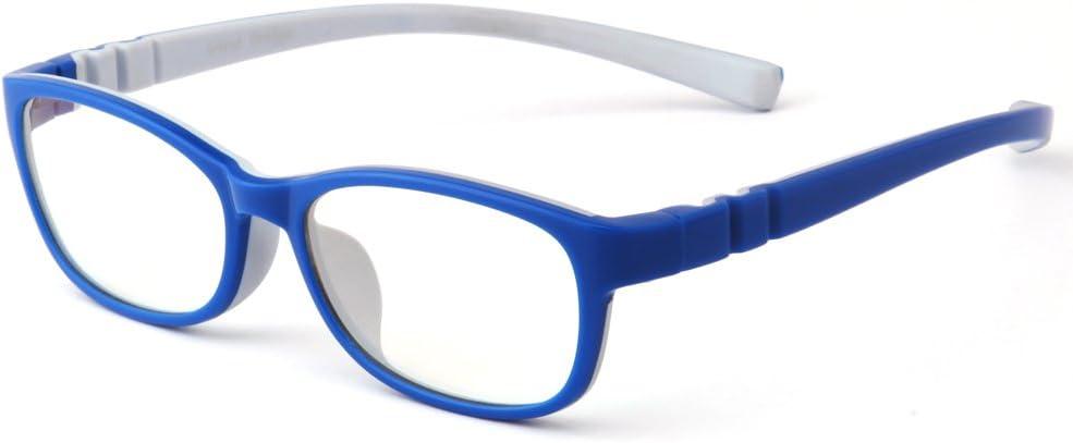 Mind Bridge Kids Blue Light Blocking Computer Video Gaming Glasses - Anti Eyestrain | Durable Cute Protection Eyewear for Children Boys & Girls Digital Screen Time & Technology Use | 558 Blue
