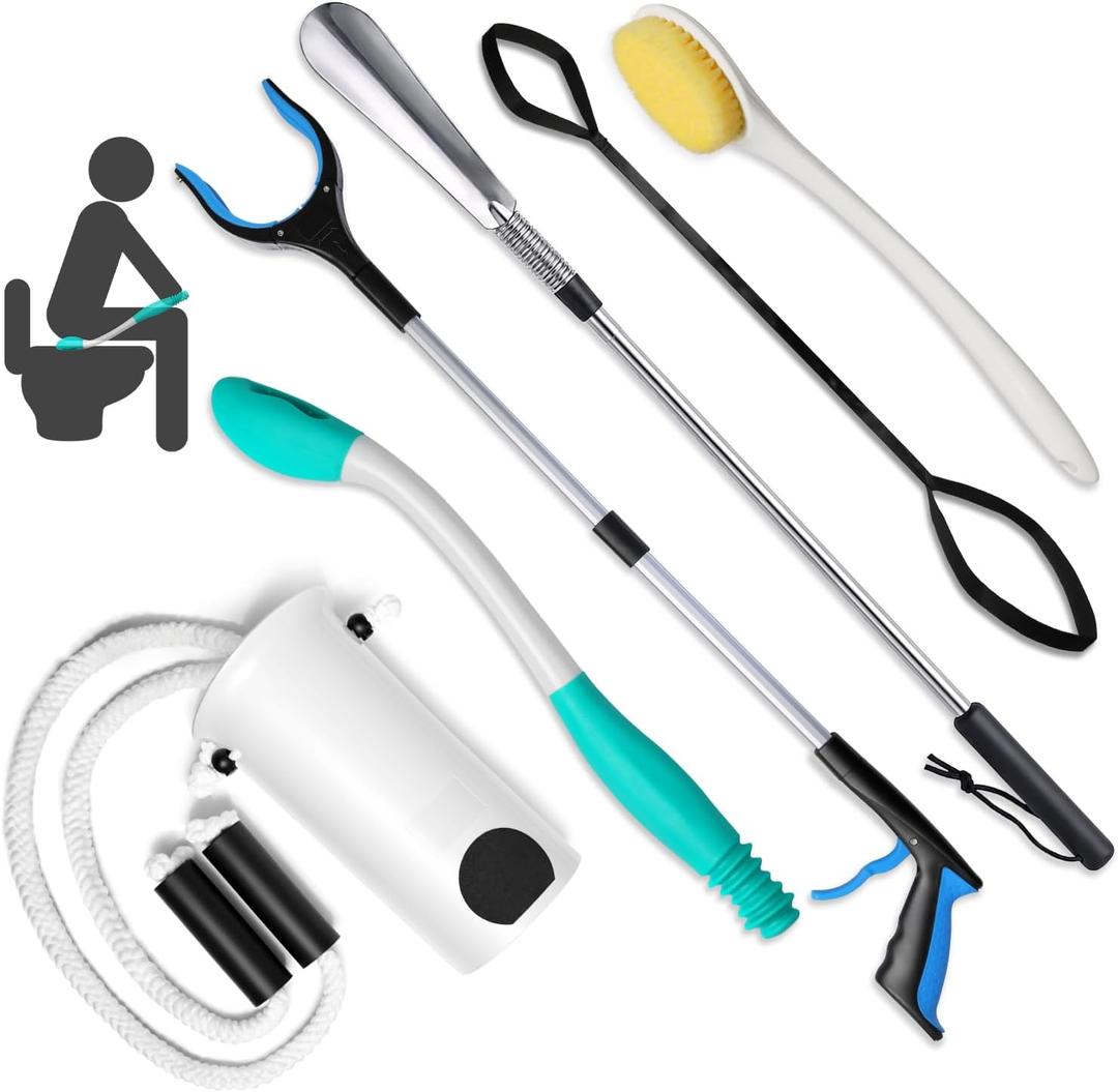 6PC Hip Kit, Hip Kit for Seniors, Surgery Recovery Items, Hip Replacement Kit After Surgery, Hip Replacement Recovery Kit with Grabber,Sock Aid,Leg Lifter,Dressing Stick,Shoehorn,Back Scratcher