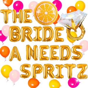 The Bride Needs A Spritz Decor Love at First Spritz Bachelorette Party Decorations Feeling Spritzy Balloon Orange Citrus Balloon for Bridal Shower Mimosa Party Decoration