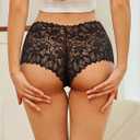 READY TO LOVE Sexy Women's Underwear Lace Shorts V Waist Breathable Cheeky Panties Boyshorts Underwear Women 5 Pack (M)