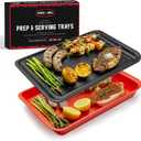 AVIEUS Grill Prep and Serve Trays | Set of 2 Stackable, Melamine Trays | Serving Tray & Marinating Tray | Serving Platter for Plating Food & BBQ Prep Tub for Marinating Meats | Grill Accessories |