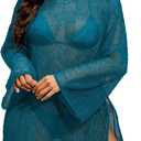 Lilosy Sexy Crochet Sheer Kaftan Caftan Beach Dress Bathing Suit Swim Coverup Summer Vacation Outfits One Piece