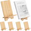 4 Pcs Bamboo Book Stand for Display Book Holder Easel Stand Collector Display Back to School Gift for Home Office Album Cd Magazine Comic Postcard Picture Artworks