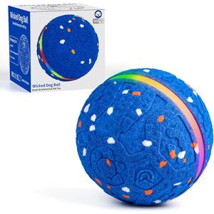 Interactive Dog Toys Dog Ball, Durable E-TPU Material,3 Play Modes with Colorful Lights, Automatic Moving, Bouncing and Rotating for Medium and Large Dogs Indoor & Outdoor (Blue)