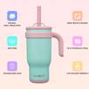 BJPKPK 18 OZ Insulated Travel Tumbler with Handle and Straw, Stainless Steel Water Bottle, Double Wall Vacuum Insulated Mug, for Work, Car, Travel, Guava