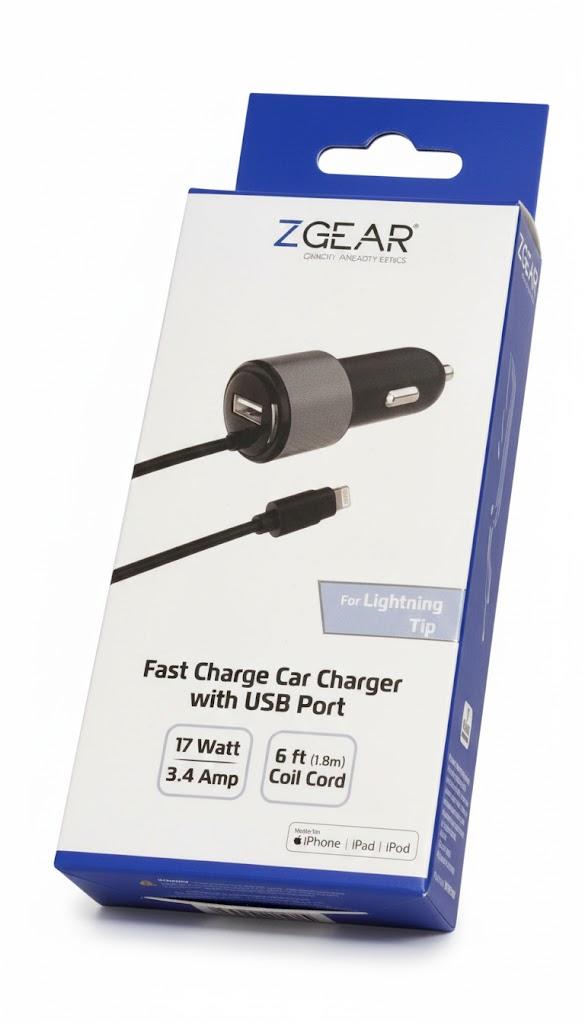 ZGear Fast Charger Car Charger With USB Port 17W, 3.4 Amp, 6FT