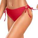Zmart String Tie Side Bikini Bottoms - Women Full Coverage Swimsuit Bottom Mid Rise Mid Waist Swim Bathing Suit Bottom M