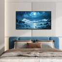 CHATYOUNG Navy Blue Beach Wall Art, Wild Ocean Waves Landscape Framed Paintings Large Coastal Room Decor 24x48 In for Living Room Bedroom Office Kitchen Study Home Gifts Wall Decor (48L" x 24W")