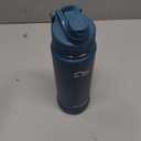 Insulated Water Bottle with Silicone Boot (36hrs Cold/18hrs Hot) - DIY Stickers, Leakproof, BPA Free, 24 oz [2-IN-1 LID] (Cyan)