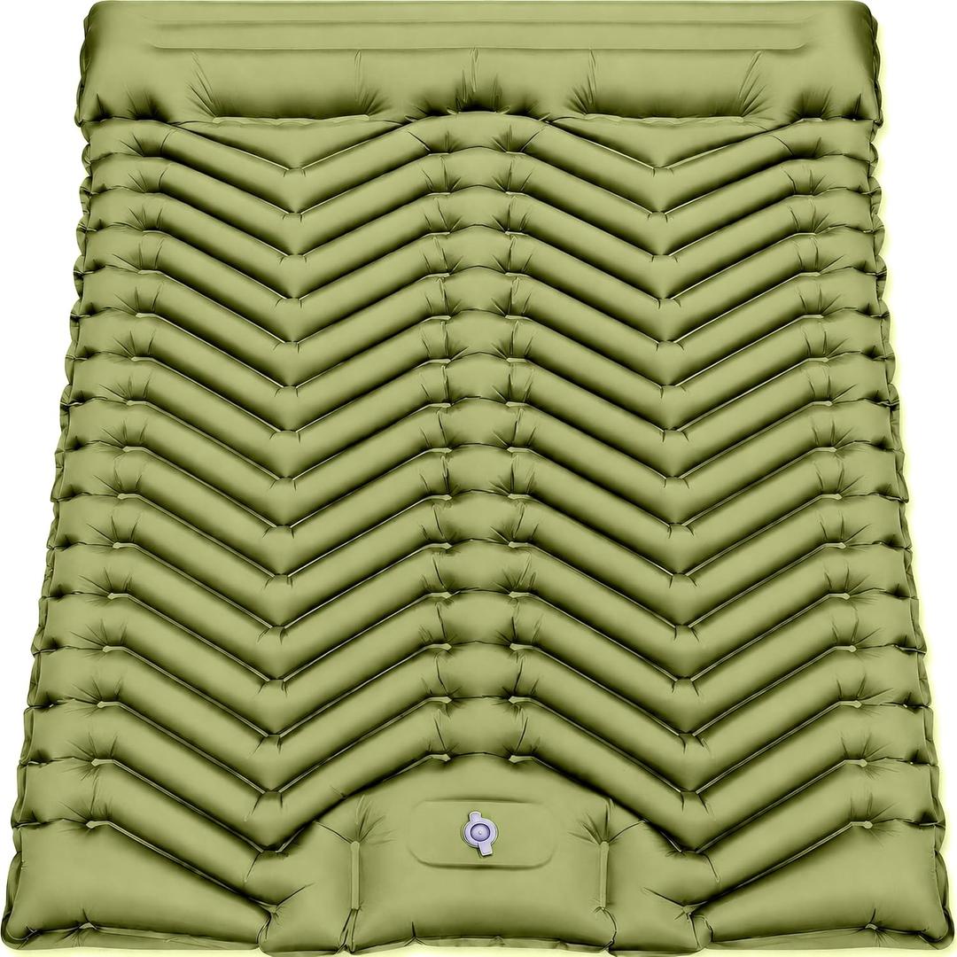 MalloMe Sleeping Pad for Camping, Camping Mattress - Bed for Outdoors Self-Inflating Air Mattress for Backpacking Leak-Resistant Inflatable Travel Mat w/Foot Pump Compact Ultralight Single & Double