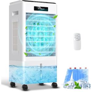 Portable Air Conditioners, Windowless Portable AC with 3 Speeds, 3 Modes, 8L Evaporative Air Cooler w/7H Timer, 90°Oscillation, Remote Control Air Conditioners for Bedroom, Small Room, Home (White)