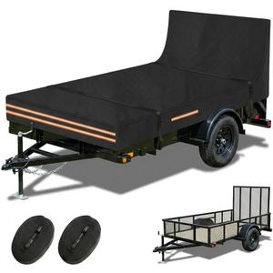 Utility Trailer Cover, 5 x 10 Utility Trailer Cover 600D Oxford Waterproof Windproof Heavy Duty Trailer Cover with Rear Ramp Gate, Fits Dump Trailer Tarp Fits 5 x 10FT (W x L)