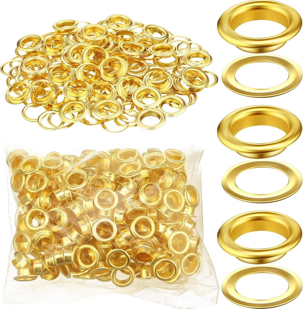 WILLBOND Grommet and Washer Grommet Kit Finish Eyelet for Clothes Fabric Leather Tag Bag(500 Pieces,Gold,1/2 Inch)