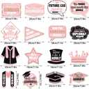 YEIRFYY 35 Pieces Pink Rose Gold Graduation Photo Booth Props Class of 2026 Graduate Photobooth Sticks Preschool Kindergarten Elementary Middle School High School Congrats Grad Party Decorations
