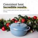 Lodge Essential Enamel Cast Iron Dutch Oven 6 Quarts - Perfect for Bread Baking, Braising, Marinating & Slow Cooking - Features Moisture-Sealing Lid & Dual Handles - Kitchen Essentials - Storm Blue