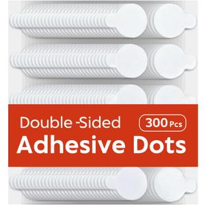 JIEHENG 300Pcs Double Sided Dot Stickers Removable, 0.8" Adhesive Putty Stickers, Adhesive Dots, Anti-Slip, Ideal for Scrapbook, Crafts & DIY(300, 20mm)