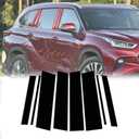 Anti Scratch B Pillar Molding Trim Center Window Outer Pillar Post Panel Covers Fit for Toyota Highlander 2020 2021 2022 2023 Black