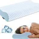 Cervical Pillow for Neck Pain Relief, Contour Memory Foam Pillows for Sleeping, Odorless Ergonomic Pillow Adjustable Orthopedic Cooling Pillow Bed Pillow Neck Support for Side Back Stomach Sleepers (Blue)