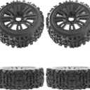1/8 RC Buggy Tires 17mm Hex Wheels Rims & Rubber Tires Compatible with Arrma Typhon 6S 3S Talion 6S Team Losi HPI 1/8 RC Car 4PCS