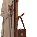 Wooden Coat Rack Freestanding with 8 Hooks & 3 Adjustable Sizes for Clothes, Space-Saving Design for Bedroom Office Entrance Holds Hats Coats Scarves Bags
