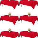 Niuara Red Rectangle Table Cloth - 6 Pack, 60" x 84" Washable Polyester Tablecloth for 5FT Tables, Wrinkle-Resistant Table Cover for Weddings & Parties