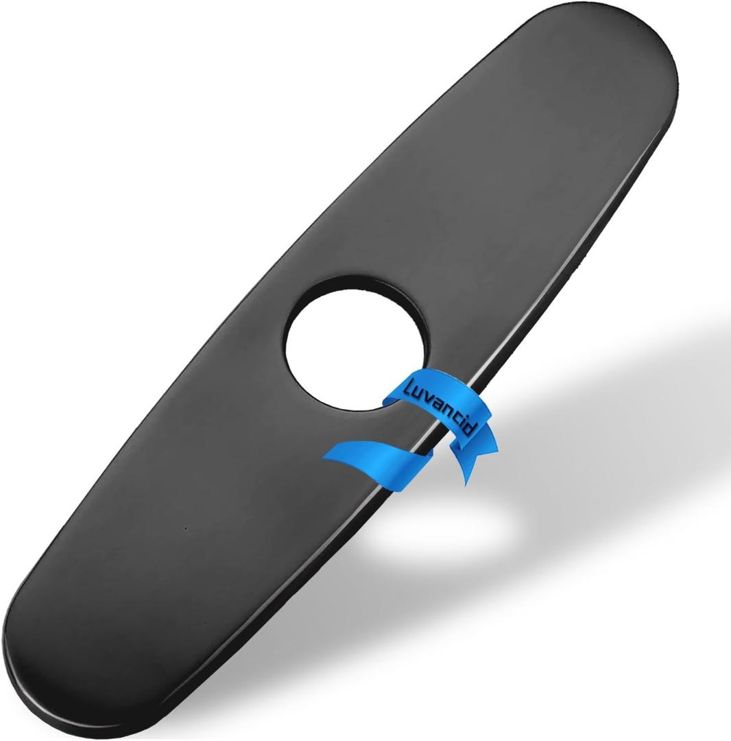 10 Inch Sink Faucet Hole Cover Deck Plate, 304 Stainless Steel Escutcheon Plate for 1 or 3 Hole Kitchen or Bathroom Sink Faucet, Matte Black Finish for Pull Down/Pull Out and Mixer Tap