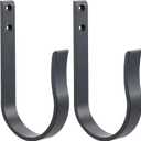 Black Wood Grain Curtain Holdbacks,Solid Aluminum Wall Mounted Curtain Tiebacks & Hooks,U Shape Curtain Holders,Elegant Curtain Pull Backs for Drapes, Curtains(2 Pack)