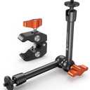 K&F CONCEPT 9.8" Magic Arm Clamp Kit with 1/4" & 3/8" Thread Screw 360 Ball Heads Articulating Magic Arm Camera Mount for Monitor, Flash, LED Light, Microphone, Camera Cage, Action Camera