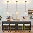 Modern Brass Pendant Lights Kitchen Island Light, Adjustable Hanging Light Fixture with Milk Glass Shade, Farmhouse Pendant Light for Dining Room Bar Over Sink/Table/Counter, 1 Pack