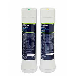 EcoPure ECODWF Dual Stage Water Filter Replacement Set – Fits ECOP20 Under Sink System – NSF-Certified – Reduces Lead, Chlorine, Cysts & More – 6-Month Life – Easy, Mess-Free Changes