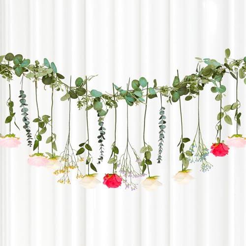 Giegxin 26 Pcs DIY Artificial Wildflower Garland 5.9 ft Faux Flower Hanging Vine Floral Garland Decorations for Wedding Birthday Baby Shower Garden Party Home Wall Banner Background