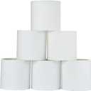 LAMPWELL MEMO Clip-on Chandelier Fabric Lamp Shades,Set of 6,Small Drum,5.2"5.2"H5.2",Linen, Handmade,Modern Trendy Decorative,ONLY FOR CANDLE BULB,White